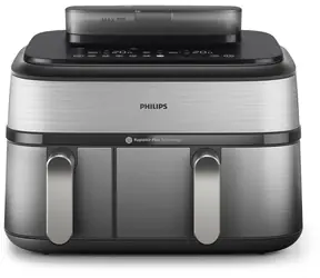Philips 5000 Serie NA555/00 silber-schwarz / Heißluftfritteuse / 2750 W / 40 °C - 200 °C / Volumen 9 l