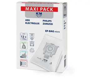 Unverpackt - K&M Staubsaugerbeutel EP-BAG micro / 12 Stück + 2 Filter / unverpackt