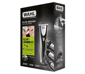 Ausgepackt - Wahl Elite Groom schwarz-silber / Multifunktionstrimmer / Klingenbreite 4 cm / min. 0,5 mm / 10 Aufsätze
