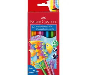 Faber-Castell - Aquarellstifte sechseckig - 12 Stück + Pinsel