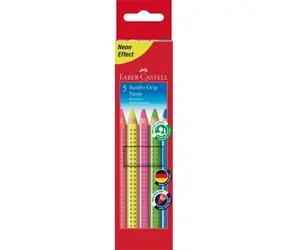 Faber-Castell Jumbo Grip Neon - Dreieckige Buntstifte - 5 Stück