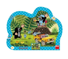 Dino -MAULWURF MIT GELBEM AUTO - Konturpuzzle / 25 Teile / ab 3 Jahren