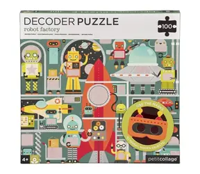 Petit Collage Puzzle Roboter 100 Teile mit 3D-Brille / 100 Teile / ab 4 Jahren