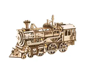 Robotime 3D mechanisches Holzpuzzle Dampflokomotive / ab 14 Jahren / 349 Teile / Schwierigkeit: hoch