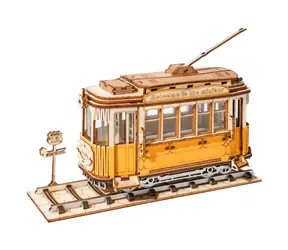 Robotime 3D-Holzpuzzle Historische Straßenbahn / 145 Teile / Schwierigkeit: mittel / ab 8 Jahren 
