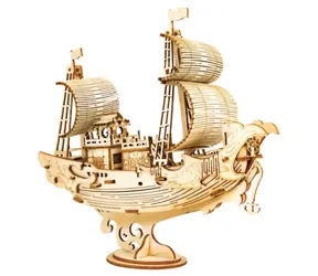 Robotime Holz 3D Puzzle Japanisches Segelschiff / ab 8 Jahren / 91 Teile / Schwierigkeit: niedrig