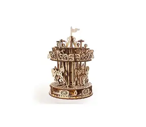 Ugears 3D mechanisches Holzpuzzle Karussell / ab 14 Jahren / 305 Teile / Schwierigkeit: mittel