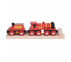 Bigjigs Rail Rote Lokomotive mit Tender + 3 Gleisen / ab 3 Jahren