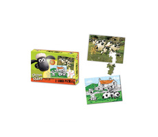 Shaun das Schaf - Doppelseitiges Puzzle mit Buntstiften 50 Teile / ab 3 Jahren