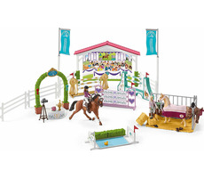 Schleich Horse Club 42440 Turnierrennbahn mit Pferden und Pferdepflegern mit beweglichen Gelenken / ab 5 Jahren