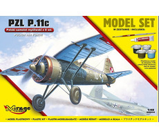 Mirage Hobby 848094 PZL P.11c Polnisches Kampfflugzeug aus dem 2. Weltkrieg - SET / Plastikmodell / 1:48
