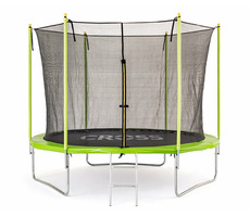 CROSS Trampolin mit Netz und Leiter grün-schwarz / 306 x 306 x 250 cm 