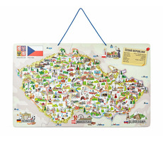 Woody Magnetische Karte der ČR mit Bildern und Brettspiel, 3 in 1 / ab 3 Jahren