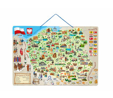Woody Magnetische Karte von Polen mit Bildern und Brettspiel 3 in 1