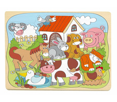 Woody Puzzle auf der Tafel „Haustiere glücklich“ / ab 3 Jahren