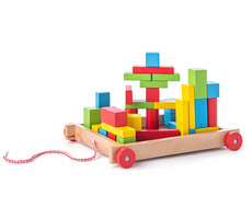 Woody Trolley mit Würfeln klein - 34 Teile / ab 2 Jahren