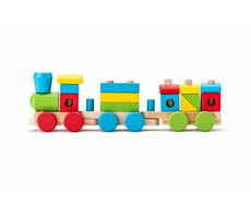Woody Klappbarer Güterzug aus Holz - zwei Waggons / ab 2 Jahren
