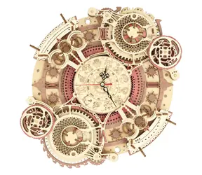 Robotime 3D mechanisches Holzpuzzle Uhr mit Kalender / ab 14 Jahren / 168 Teile / Schwierigkeit: hoch