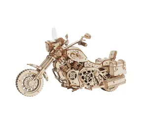 Robotime 3D-Mechanik-Puzzle aus Holz Motorrad (Cruiser) / ab 14 Jahren / 420 Teile / Schwierigkeit: mittel