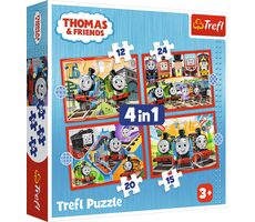 Trefl - Puzzle - Machine Tomáš: Amazing Tomáš 4in1 / 12 + 15 + 20 + 24 Teile / 28,5 x 20,5 cm / Alter 3+