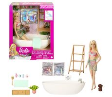 Mattel HKT92 Barbie-Puppe und Bad mit Seifenkonfetti Blond / ab 3 Jahren