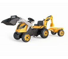 Smoby Builder Max handgeführter Traktor mit Bagger und Trolley