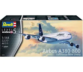 Revell 03872 Airbus A380-800 Lufthansa „New Livery“ / Plastikmodell / 1:144 / Anzahl Teile: 163 / Schwierigkeit 5
