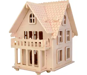 Woodcraft 3D-Holzpuzzle Europäische Villa B / ab 8 Jahren / Schwierigkeitsgrad: einfach
