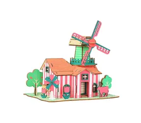 Woodcraft 3D-Holzpuzzle Tulip Ranch / 82 Teile / ab 8 Jahren / Schwierigkeitsgrad: einfach