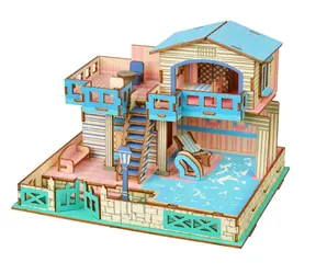 Woodcraft 3D-Holzpuzzle Villa auf der Insel Lembongon / 96 Teile / ab 8 Jahren / Schwierigkeit: leicht