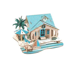 Woodcraft 3D-Holzpuzzle Villa auf Bali / 86 Teile / ab 8 Jahren / Schwierigkeit: einfach