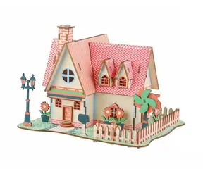Woodcraft 3D-Holzpuzzle Sonnenblumenanwesen / 73 Teile / ab 8 Jahren / Schwierigkeitsgrad: einfach