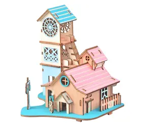 Woodcraft 3D-Holzpuzzle Villa am Fluss / 58 Teile / ab 8 Jahren / Schwierigkeitsgrad: leicht