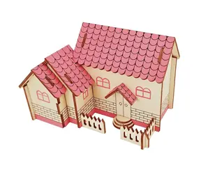 Woodcraft 3D-Holzpuzzle Lila Haus / 20 Teile / ab 8 Jahren / Schwierigkeitsgrad: einfach
