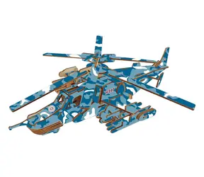 Woodcraft 3D-Holzpuzzle Kampfhubschrauber Schwarzer Hai / 82 Teile / ab 8 Jahren / Schwierigkeitsgrad: leicht