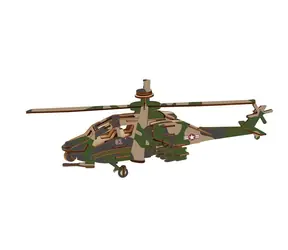 Woodcraft 3D-Holzpuzzle Apache -Kampfhubschrauber / 82 Teile / ab 8 Jahren / Schwierigkeitsgrad: leicht