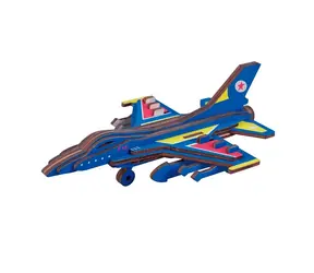 Woodcraft 3D-Puzzle aus Holz Kampfflugzeug F16 / 23 Teile / ab 8 Jahren / Schwierigkeit: leicht
