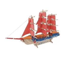 Woodcraft 3D-Holzpuzzle Europäisches Segelschiff / 77 Teile / ab 8 Jahren / Schwierigkeitsgrad: leicht