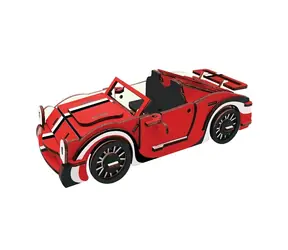 Woodcraft 3D-Holzpuzzle Rotes Cabrio / 54 Teile / ab 8 Jahren / Schwierigkeit: einfach
