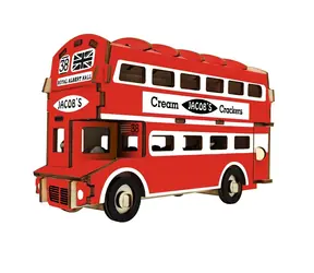 Woodcraft Holz-3D-Puzzle Doppeldecker / 94 Teile / ab 8 Jahren / Schwierigkeit: einfach