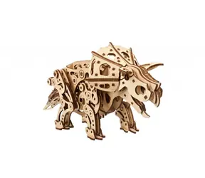 Ugears 3D mechanisches Holzpuzzle Triceratops / ab 14 Jahren / 400 Teile / Schwierigkeit: mittel 