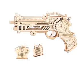 Woodcraft (XJ-G008) 3D-Holzpuzzle Virbius Gummibandpistole / 29 Teile / ab 14 Jahren / Schwierigkeit: einfach 
