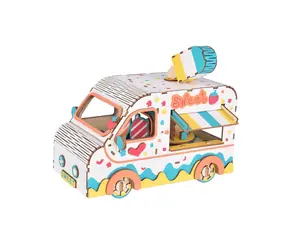 Woodcraft 3D-Holzpuzzle Eiswagen / 100 Teile / ab 8 Jahren / Schwierigkeitsgrad: einfach 