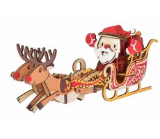 Woodcraft 3D-Holzpuzzle Weihnachtsmannschlitten / 103 Teile / ab 8 Jahren / Schwierigkeitsgrad: leicht
