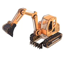 Woodcraft Holz-3D-Puzzle Bagger orange / 168 Teile / ab 8 Jahren / Schwierigkeit: leicht 