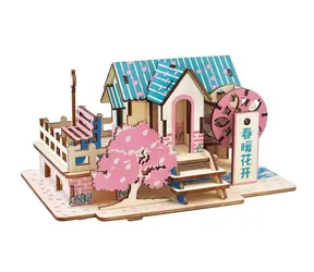 Woodcraft 3D-Holzpuzzle Frühlingshaus / 57 Teile / ab 8 Jahren / Schwierigkeitsgrad: einfach 