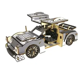Woodcraft Holz-3D-Puzzle Sportwagen / 67 Teile / ab 8 Jahren / Schwierigkeit: leicht 