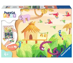 Ravensburger Puzzle & Play Reise in den Dschungel / 2x24 Teile / ab 4 Jahren 