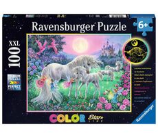 Ravensburger Glitzerpuzzle Einhörner im Mondlicht / 100 Teile / ab 6 Jahren 