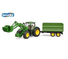 Bruder 03155 John Deere Traktor mit Frontlader und Kippanhänger / 1:16 / ab 3 Jahren